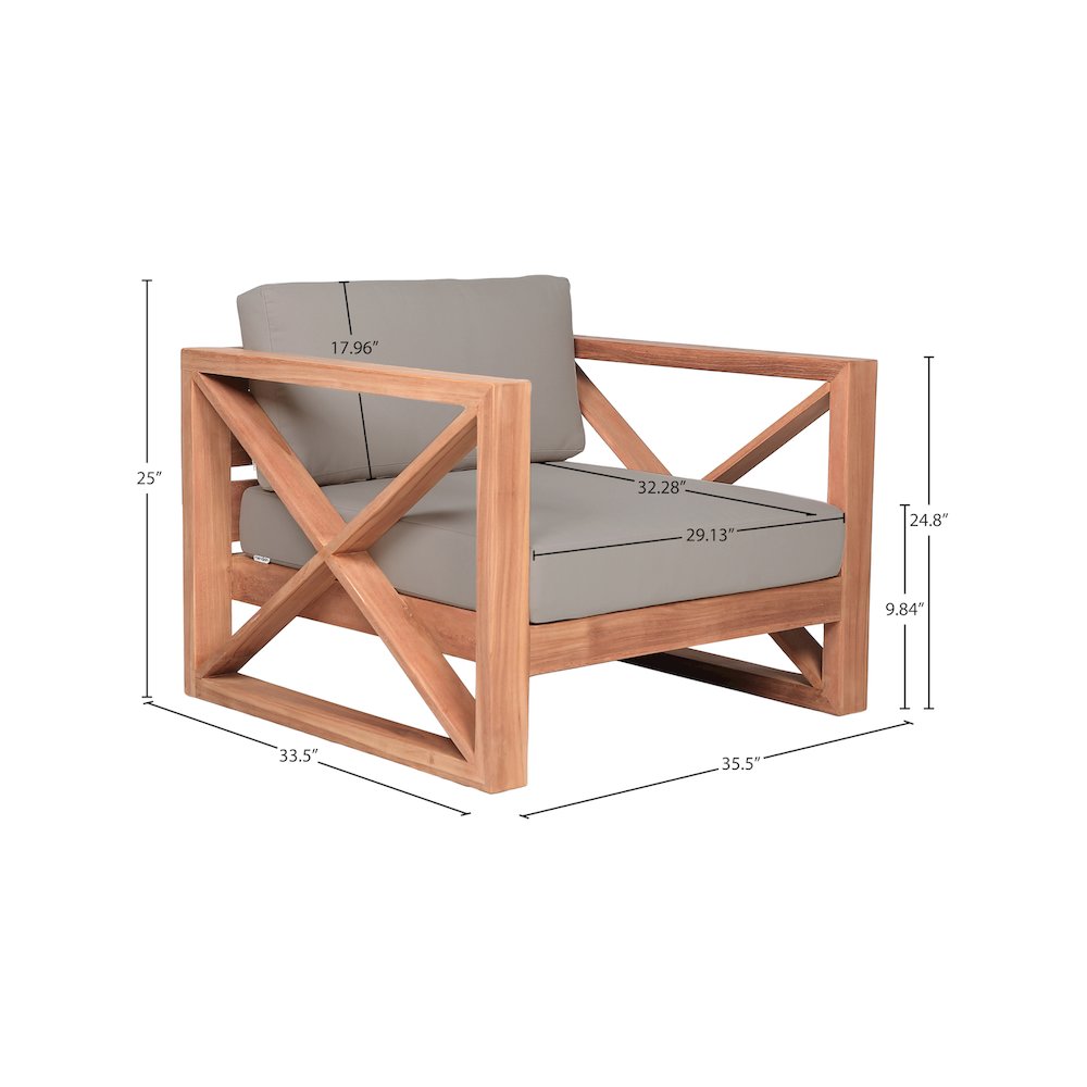 Anguilla Grey Water Resistant Fabric Outdoor Chair. Picture 7