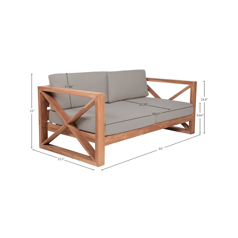 Anguilla Grey Water Resistant Fabric Outdoor Loveseat. Picture 7