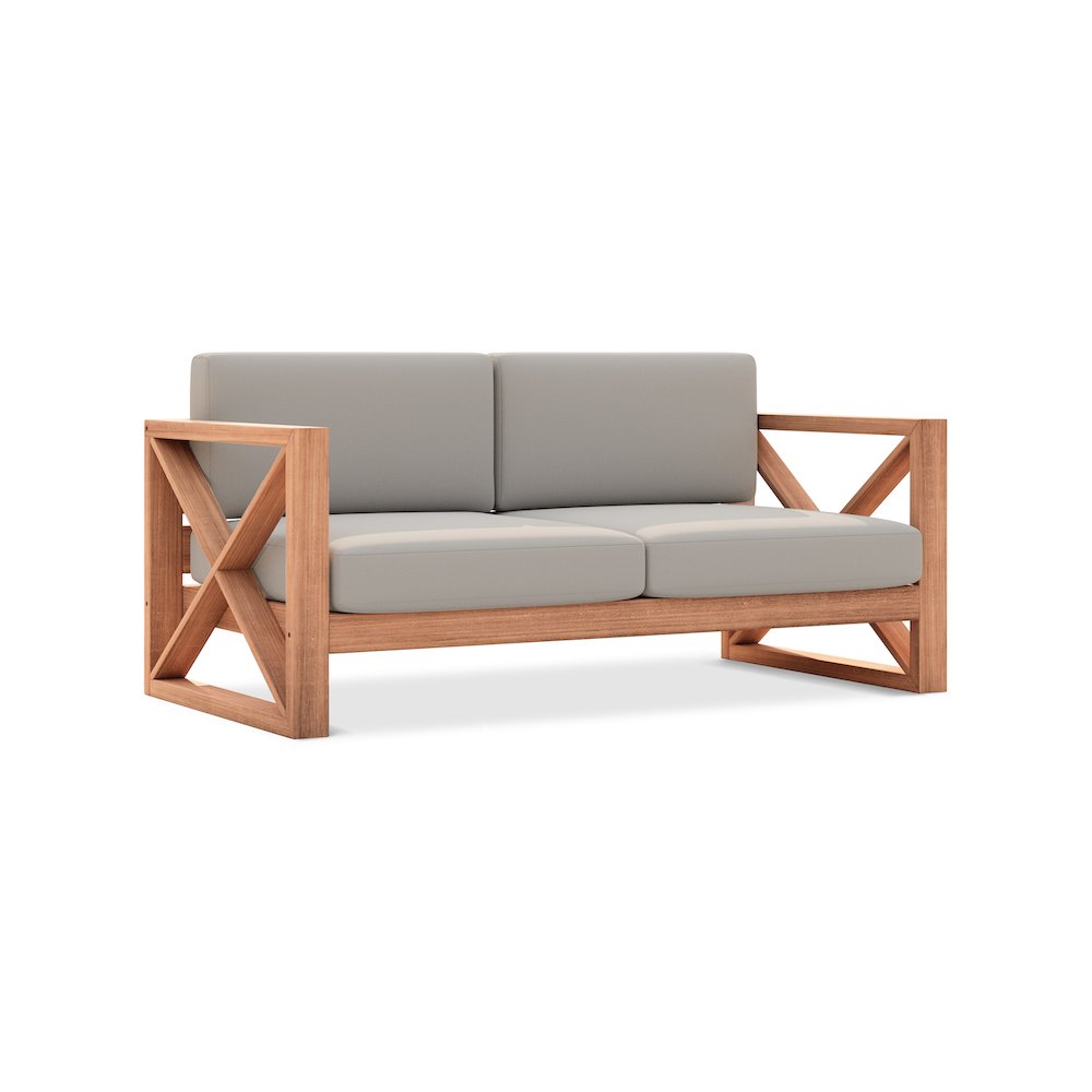 Anguilla Grey Water Resistant Fabric Outdoor Loveseat. Picture 1