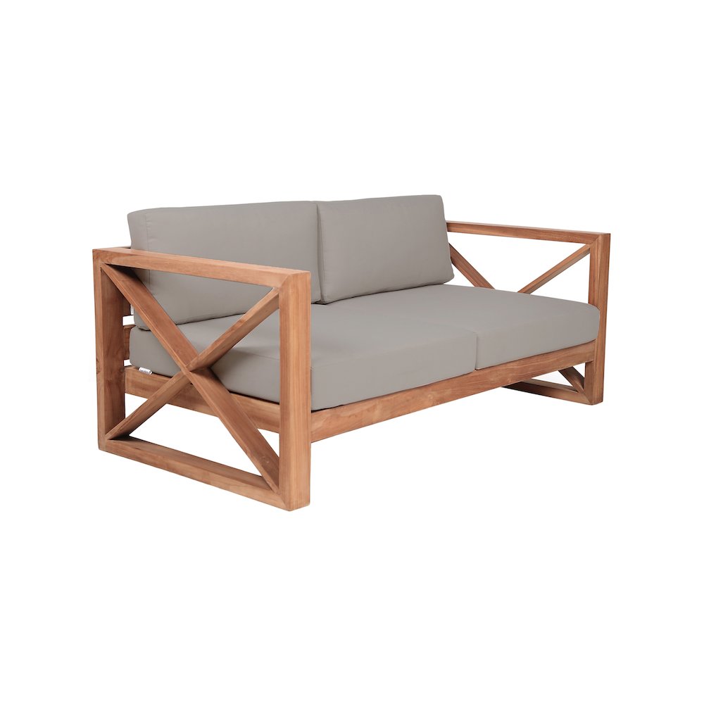 Anguilla Grey Water Resistant Fabric Outdoor Loveseat. Picture 3