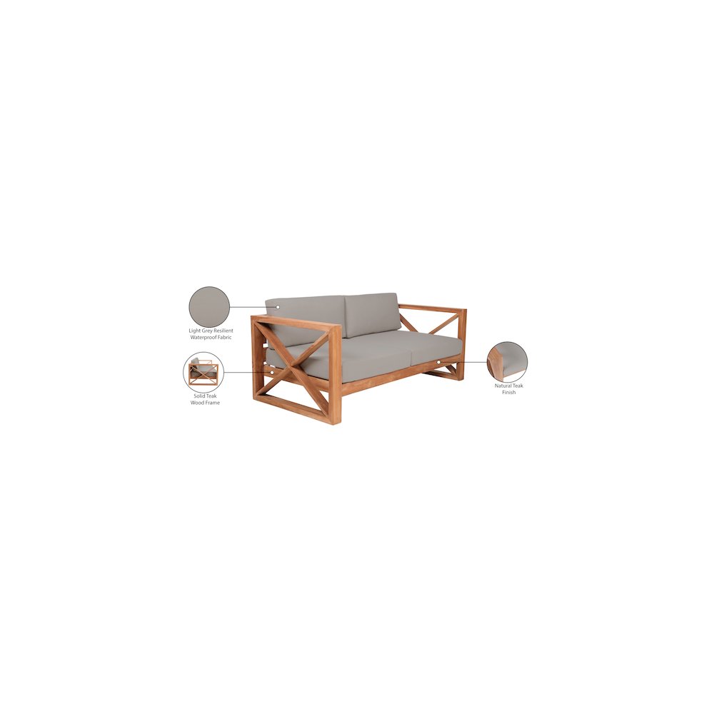Anguilla Grey Water Resistant Fabric Outdoor Sofa. Picture 8