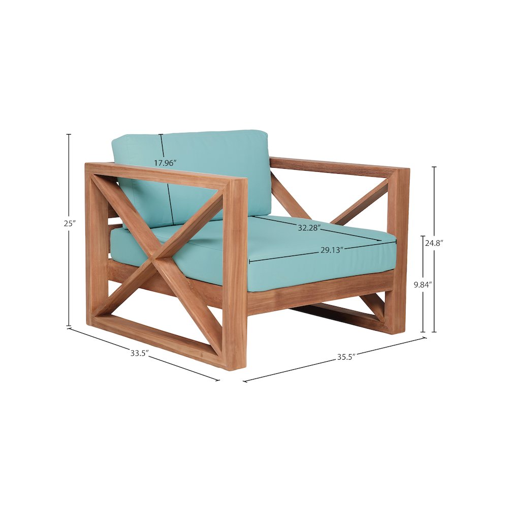 Anguilla Blue Water Resistant Fabric Outdoor Chair. Picture 7