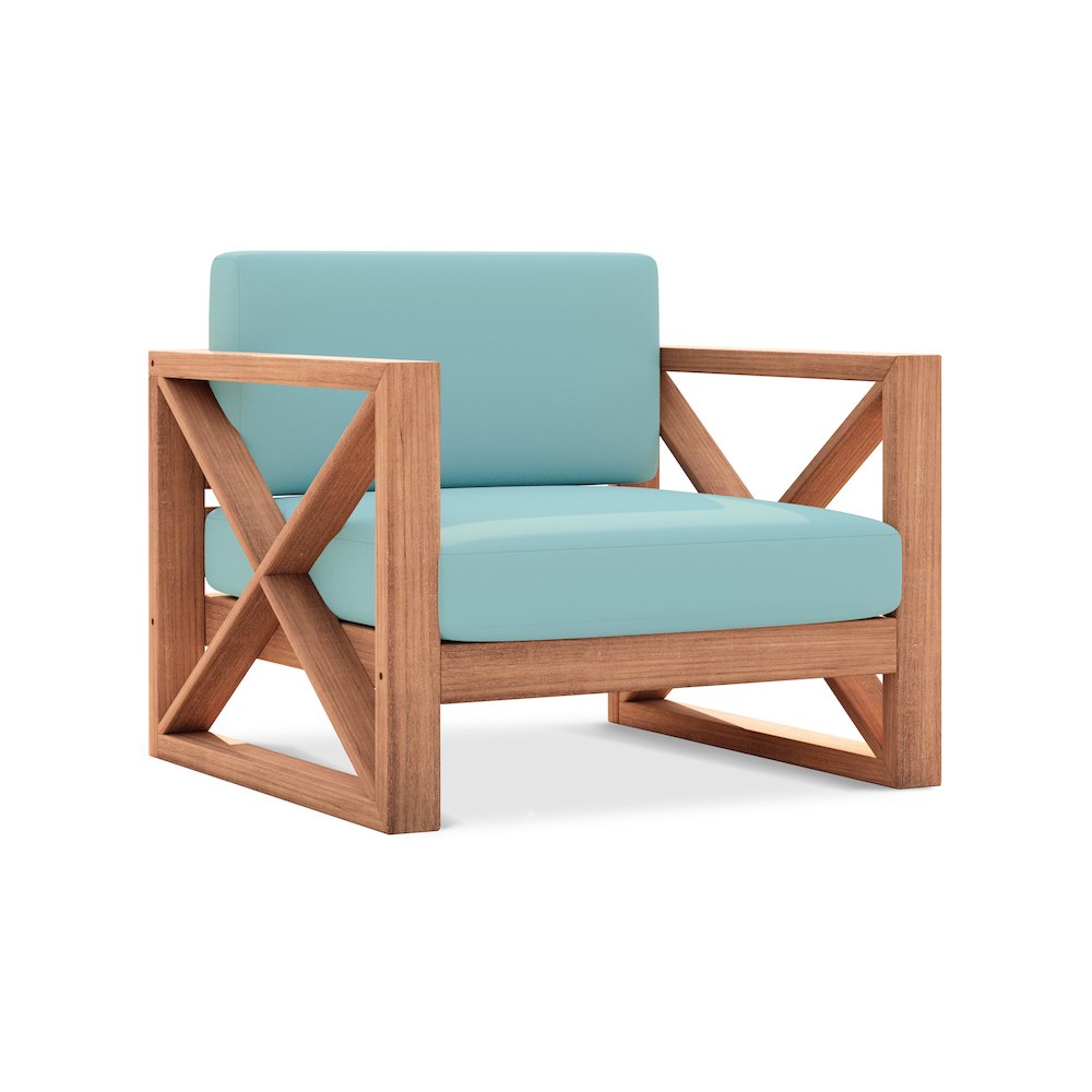 Anguilla Blue Water Resistant Fabric Outdoor Chair. Picture 1