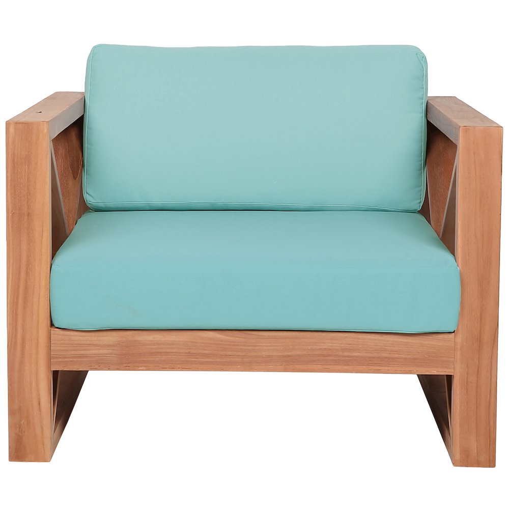 Anguilla Blue Water Resistant Fabric Outdoor Chair. Picture 4