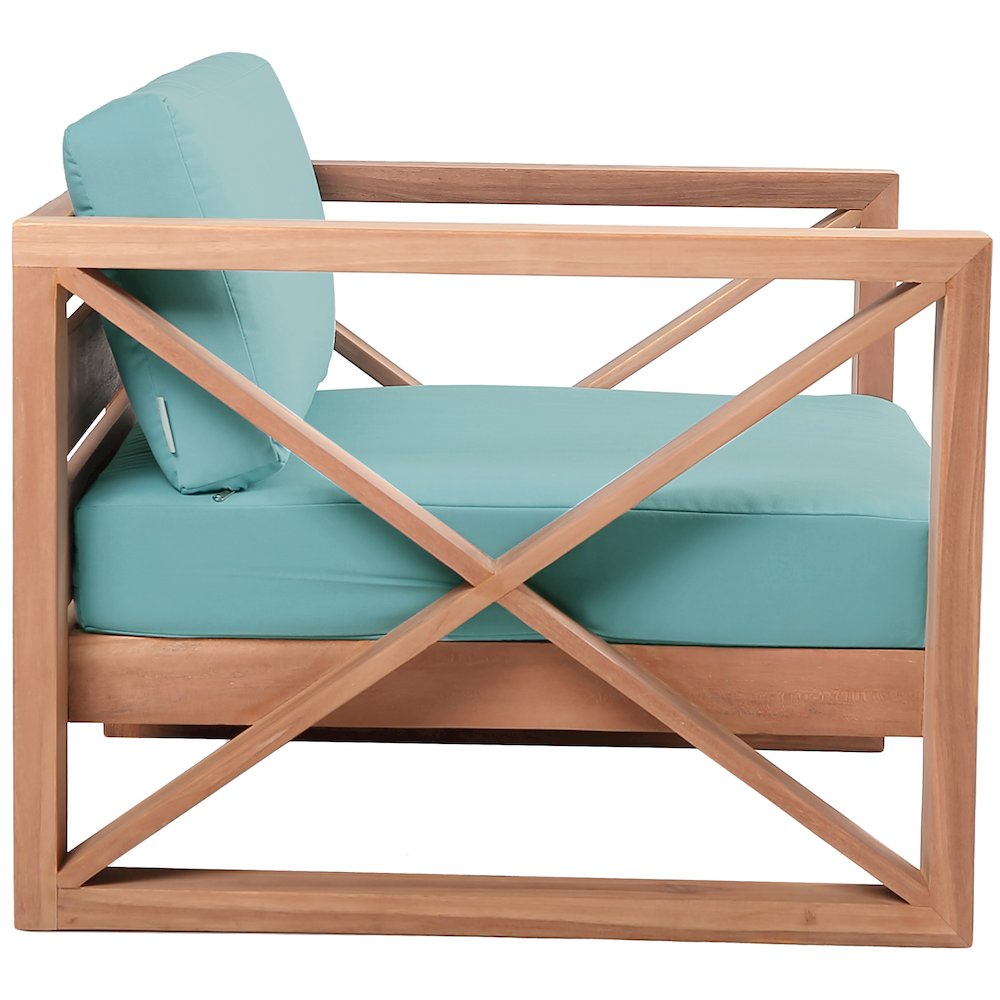 Anguilla Blue Water Resistant Fabric Outdoor Chair. Picture 5