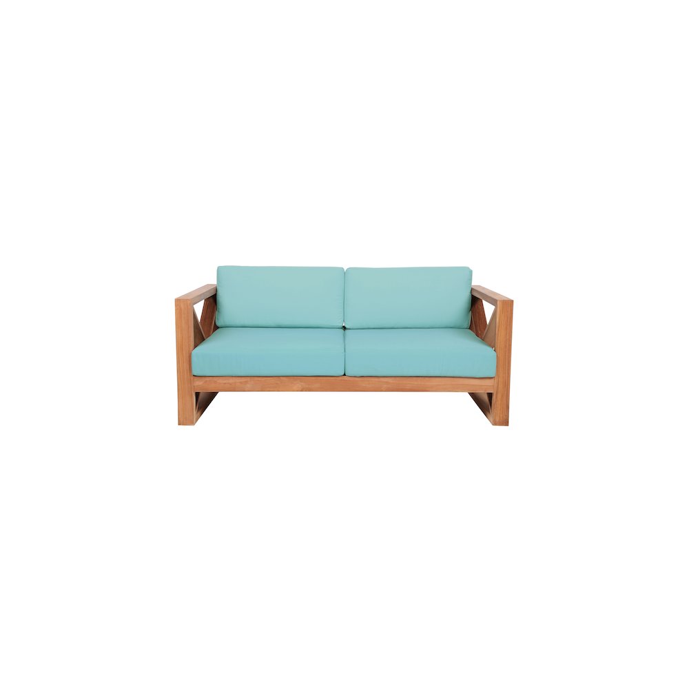 Anguilla Blue Water Resistant Fabric Outdoor Loveseat. Picture 4