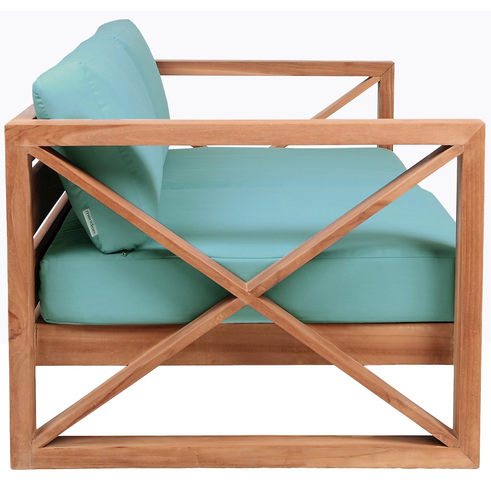 Anguilla Blue Water Resistant Fabric Outdoor Loveseat. Picture 5