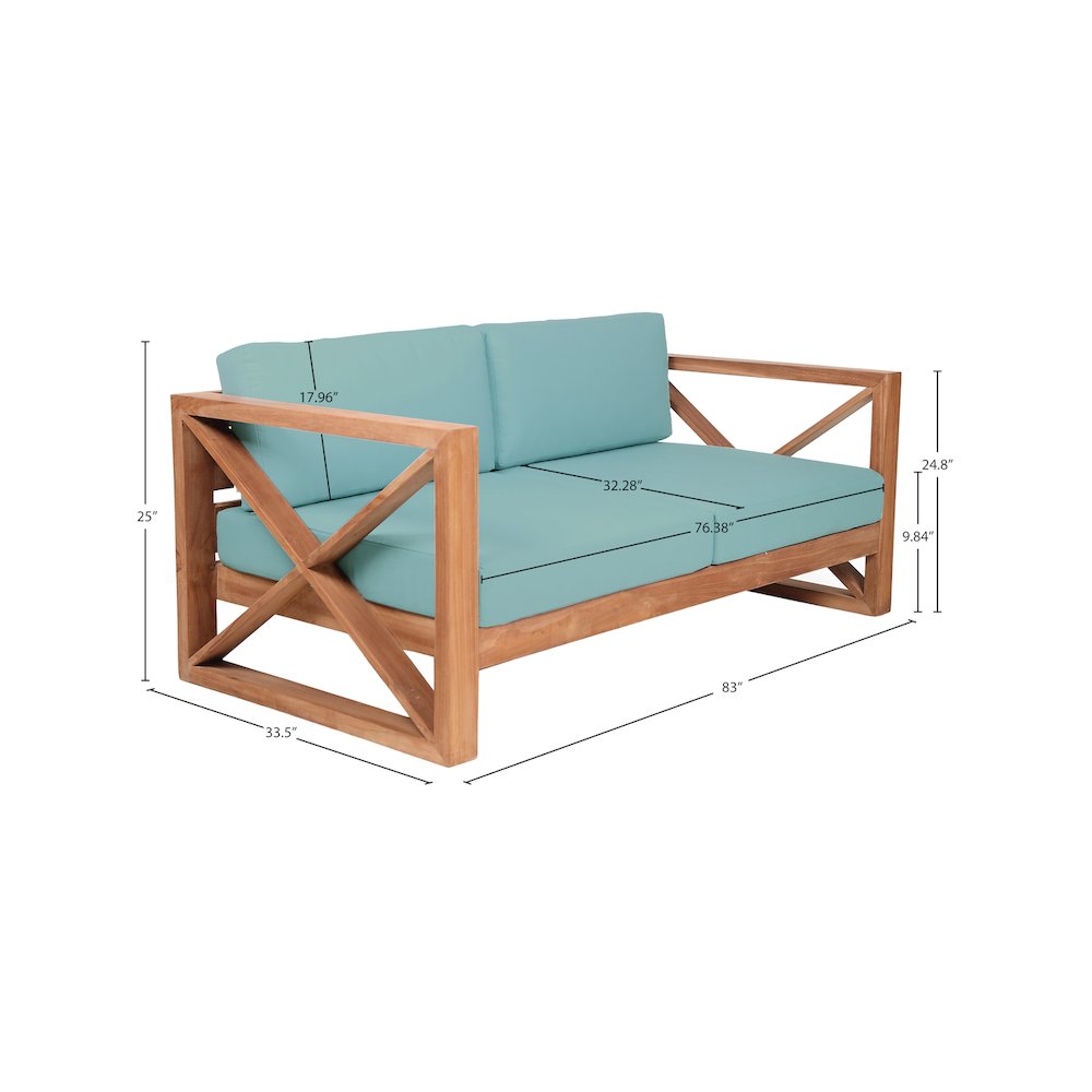 Anguilla Blue Water Resistant Fabric Outdoor Sofa. Picture 7