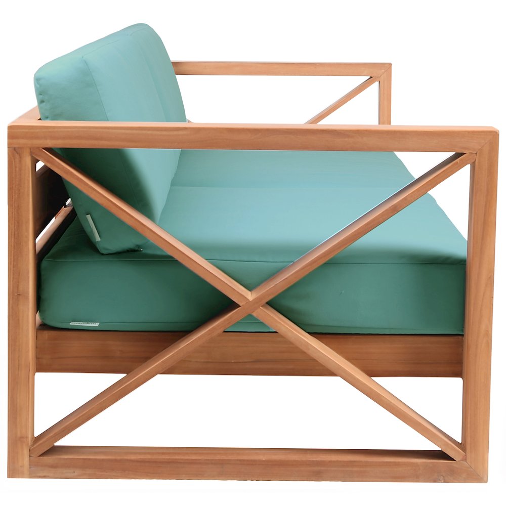 Anguilla Blue Water Resistant Fabric Outdoor Sofa. Picture 5