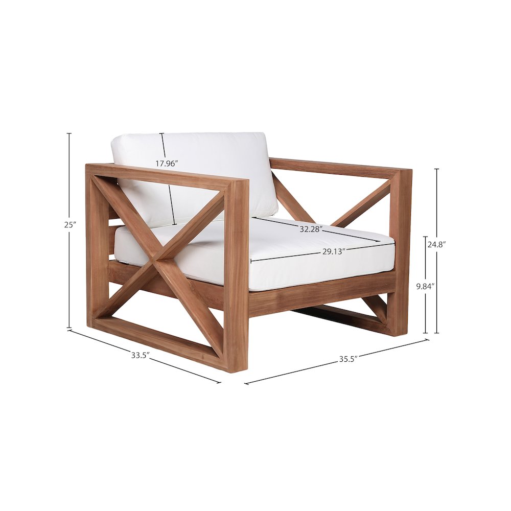 Anguilla Off White Water Resistant Fabric Outdoor Chair. Picture 7