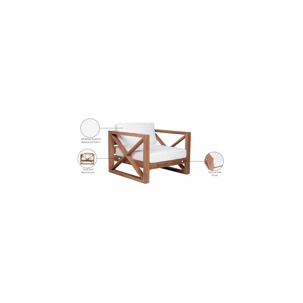 Anguilla Off White Water Resistant Fabric Outdoor Chair. Picture 8