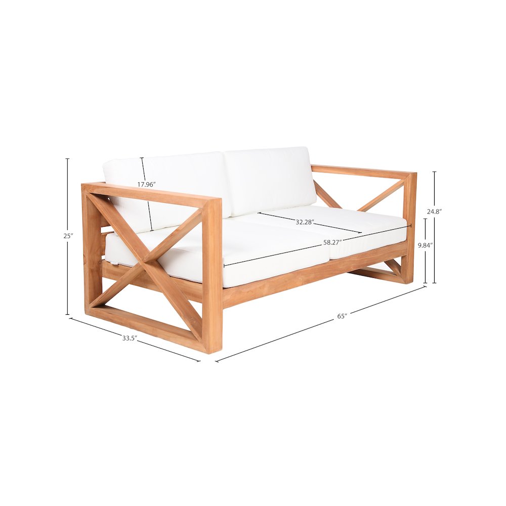 Anguilla Off White Water Resistant Fabric Outdoor Loveseat. Picture 7