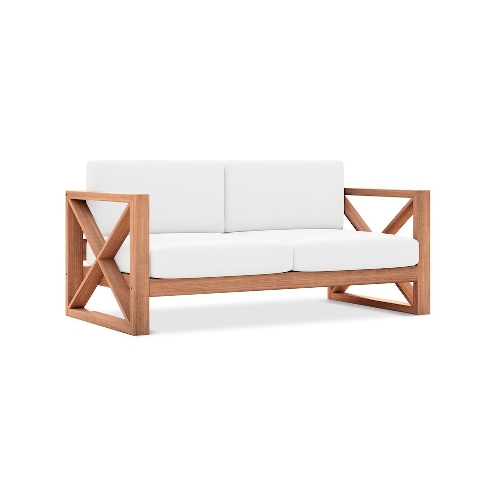 Anguilla Off White Water Resistant Fabric Outdoor Loveseat. Picture 1