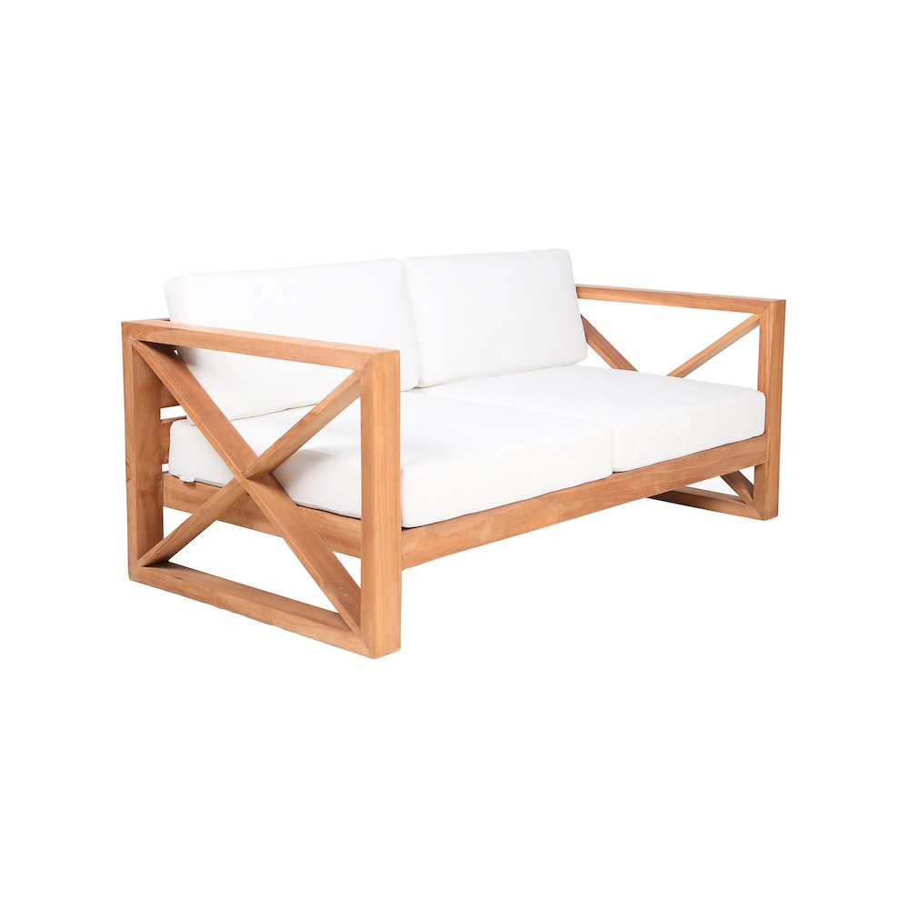 Anguilla Off White Water Resistant Fabric Outdoor Loveseat. Picture 3