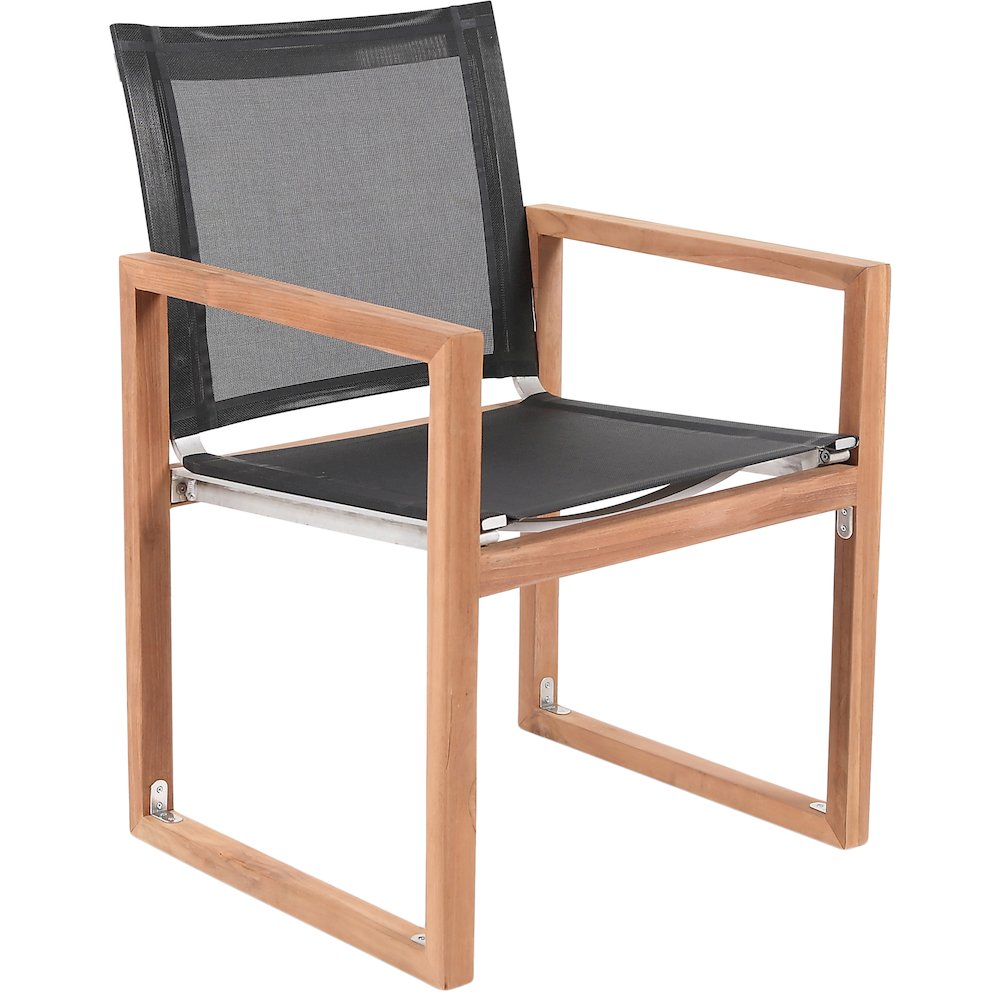 Tulum Black Water Resistant Fabric Outdoor Patio Dining Arm Chair. Picture 1
