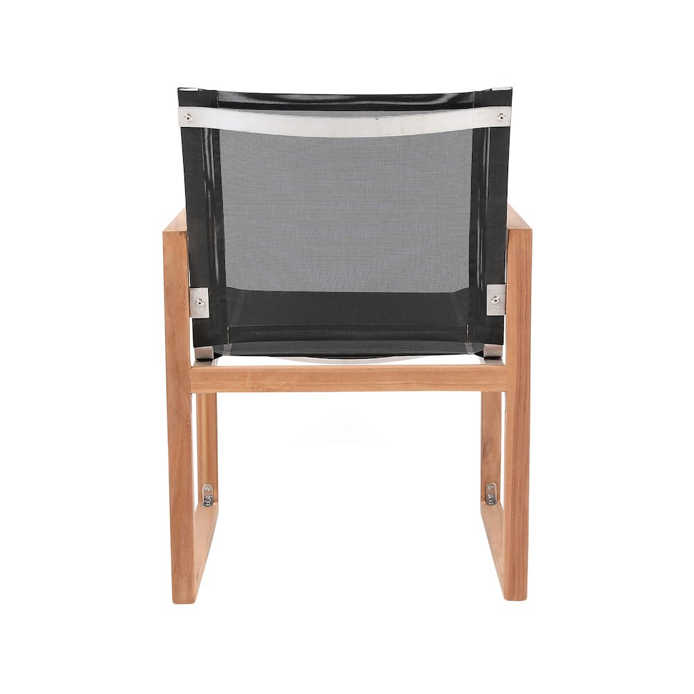 Tulum Black Water Resistant Fabric Outdoor Patio Dining Arm Chair. Picture 2
