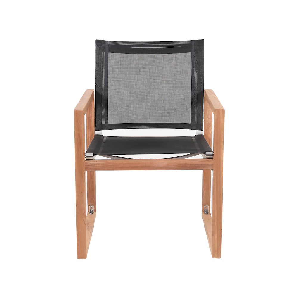 Tulum Black Water Resistant Fabric Outdoor Patio Dining Arm Chair. Picture 3
