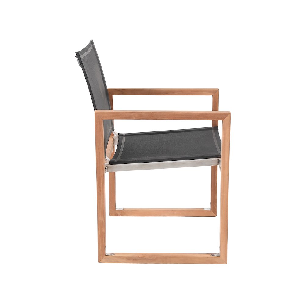 Tulum Black Water Resistant Fabric Outdoor Patio Dining Arm Chair. Picture 4