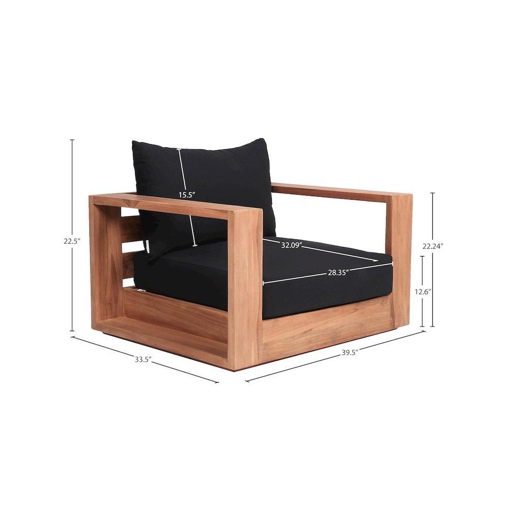 Tulum Black Water Resistant Fabric Outdoor Chair. Picture 7