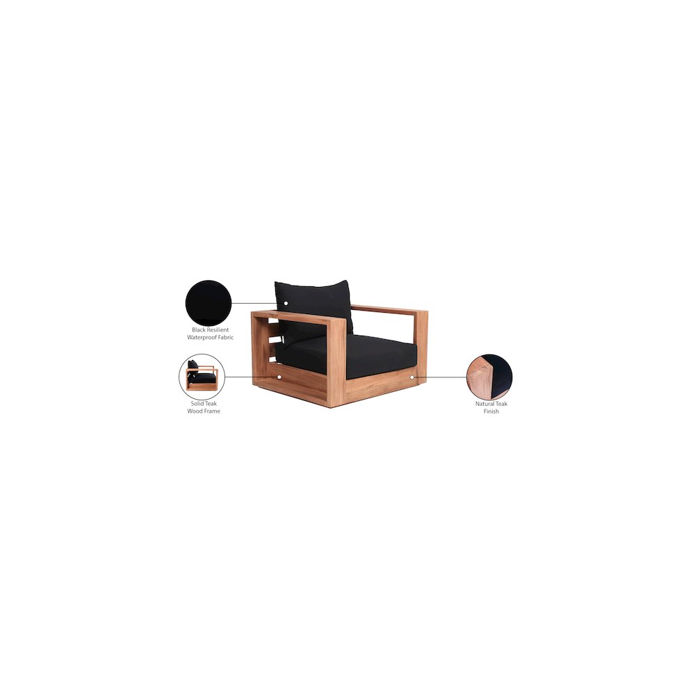 Tulum Black Water Resistant Fabric Outdoor Chair. Picture 8