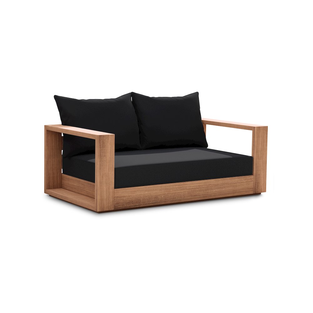 Tulum Black Water Resistant Fabric Outdoor Loveseat. Picture 1