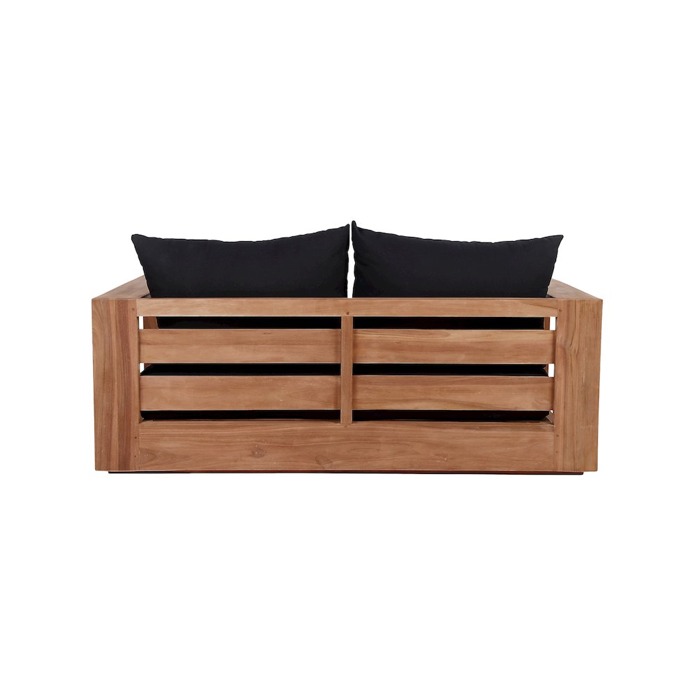 Tulum Black Water Resistant Fabric Outdoor Loveseat. Picture 2