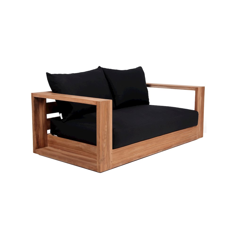 Tulum Black Water Resistant Fabric Outdoor Loveseat. Picture 3