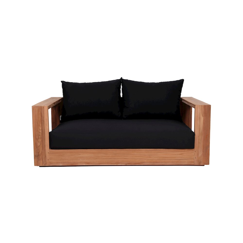 Tulum Black Water Resistant Fabric Outdoor Loveseat. Picture 4