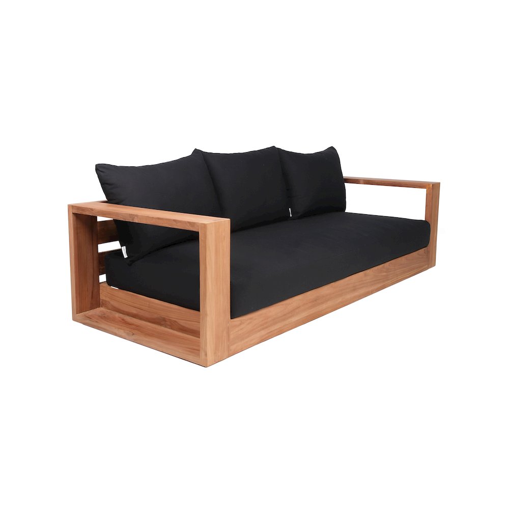 Tulum Black Water Resistant Fabric Outdoor Sofa. Picture 3