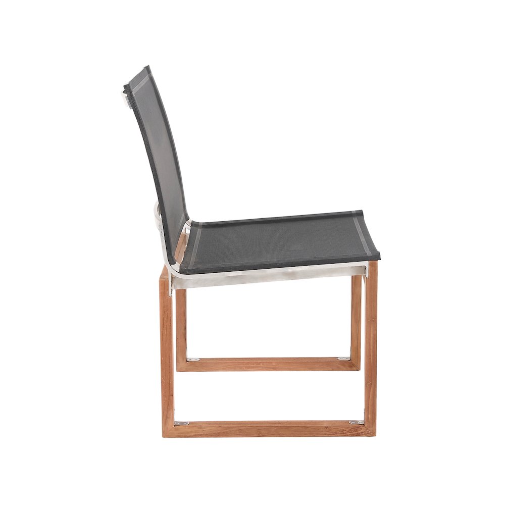 Tulum Black Water Resistant Fabric Outdoor Patio Dining Side Chair. Picture 4