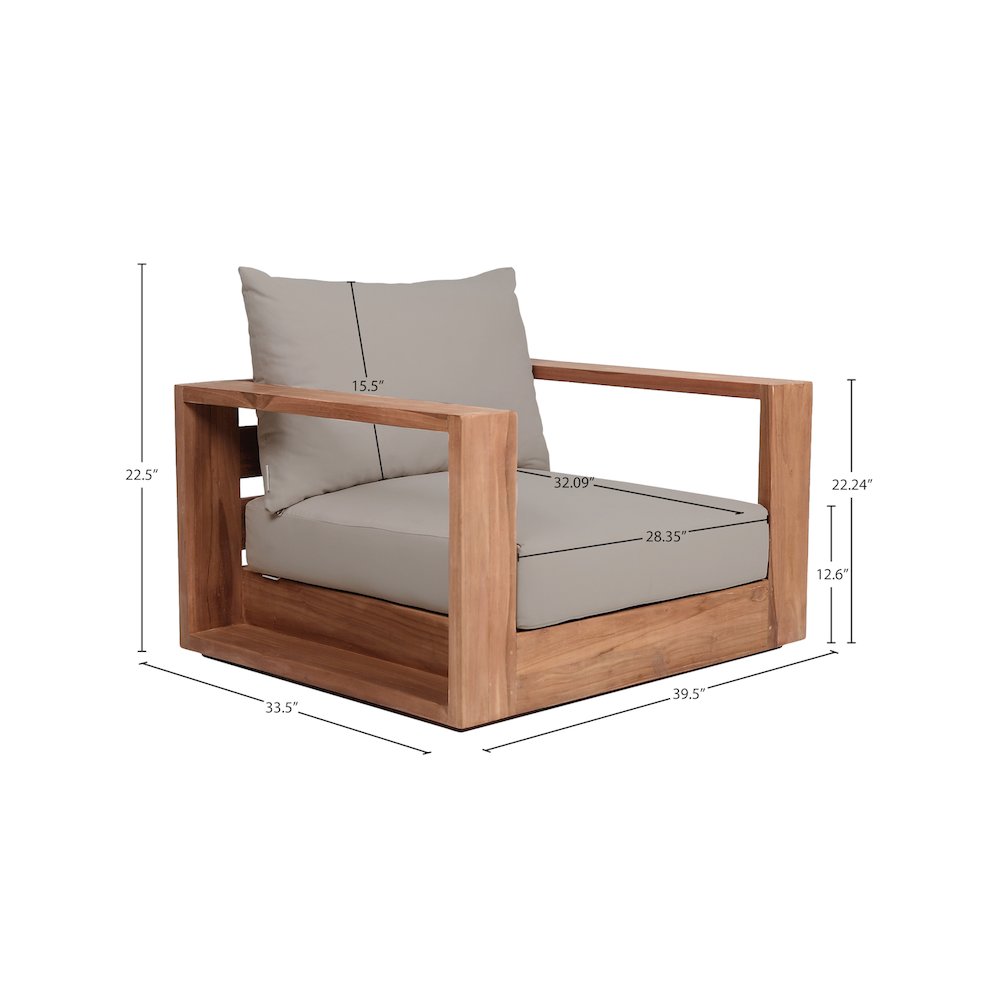 Tulum Grey Water Resistant Fabric Outdoor Chair. Picture 7