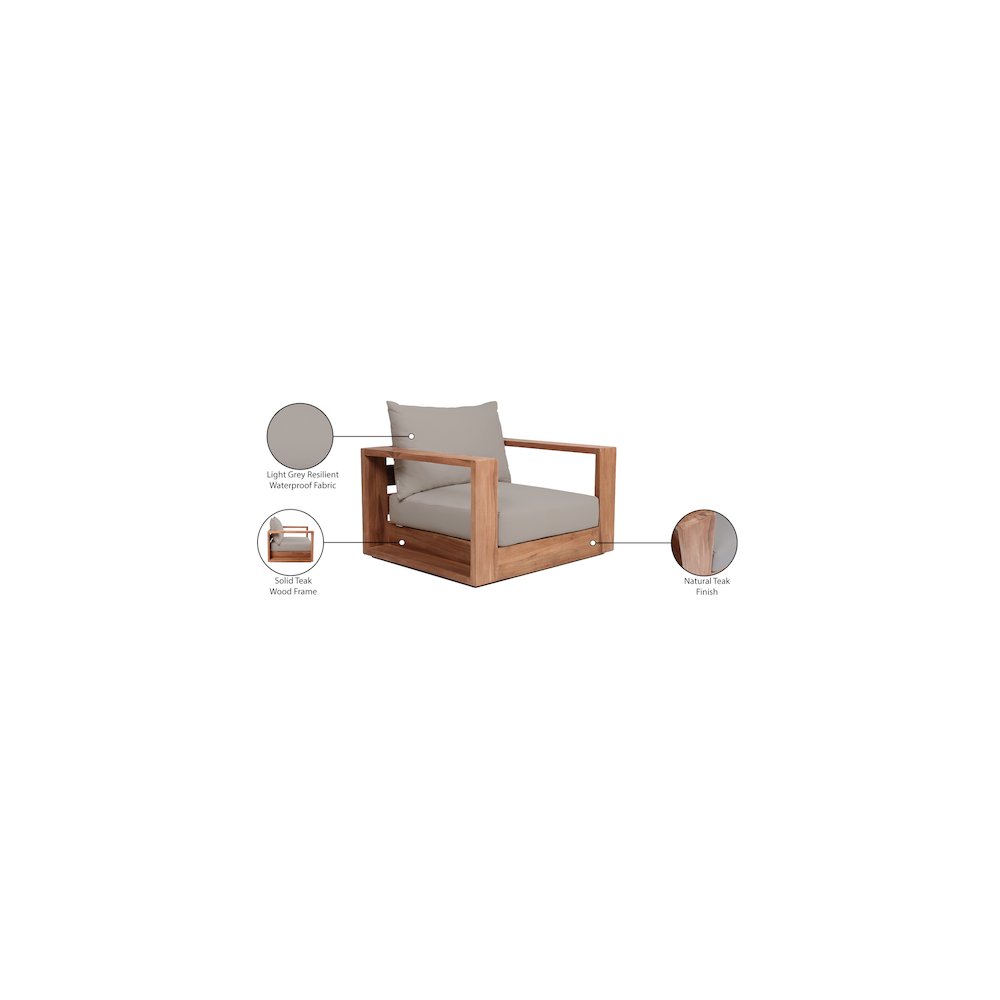 Tulum Grey Water Resistant Fabric Outdoor Chair. Picture 8