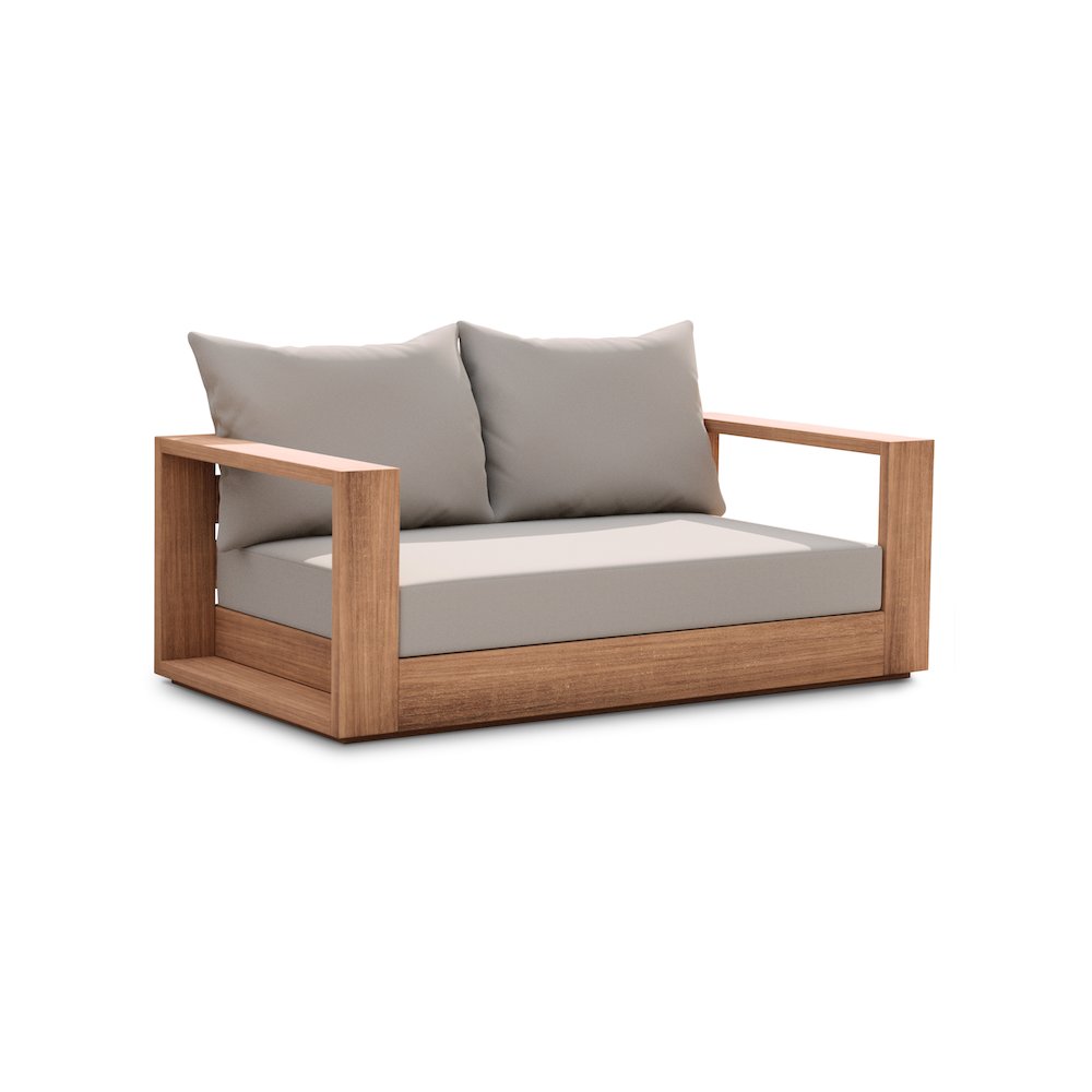 Tulum Grey Water Resistant Fabric Outdoor Loveseat. Picture 1