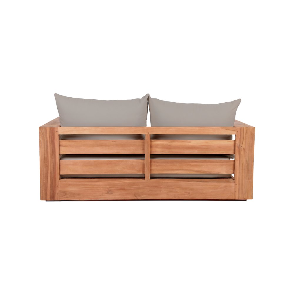 Tulum Grey Water Resistant Fabric Outdoor Loveseat. Picture 2