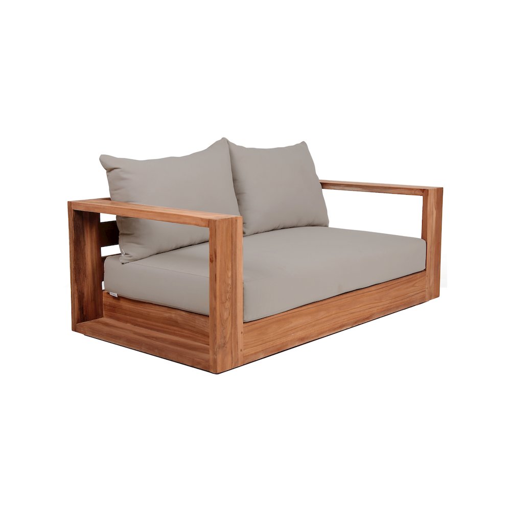 Tulum Grey Water Resistant Fabric Outdoor Loveseat. Picture 3