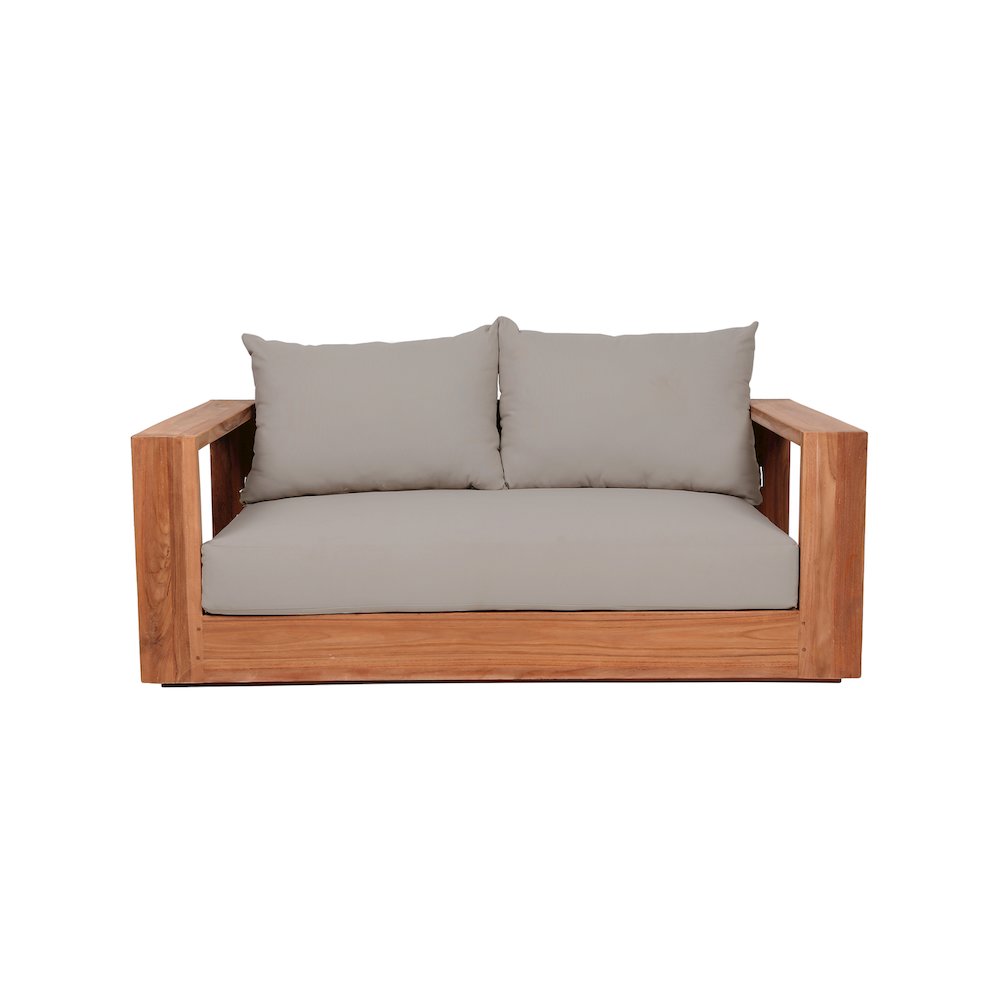 Tulum Grey Water Resistant Fabric Outdoor Loveseat. Picture 4