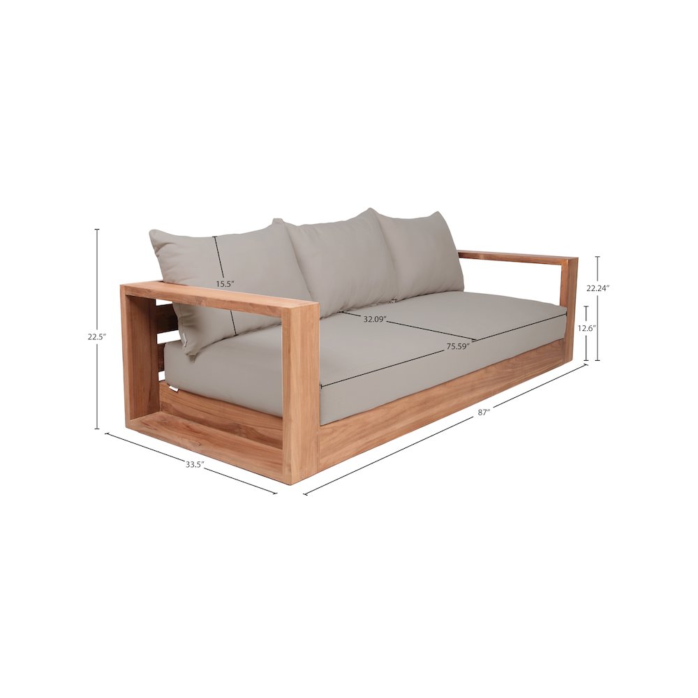 Tulum Grey Water Resistant Fabric Outdoor Sofa. Picture 7