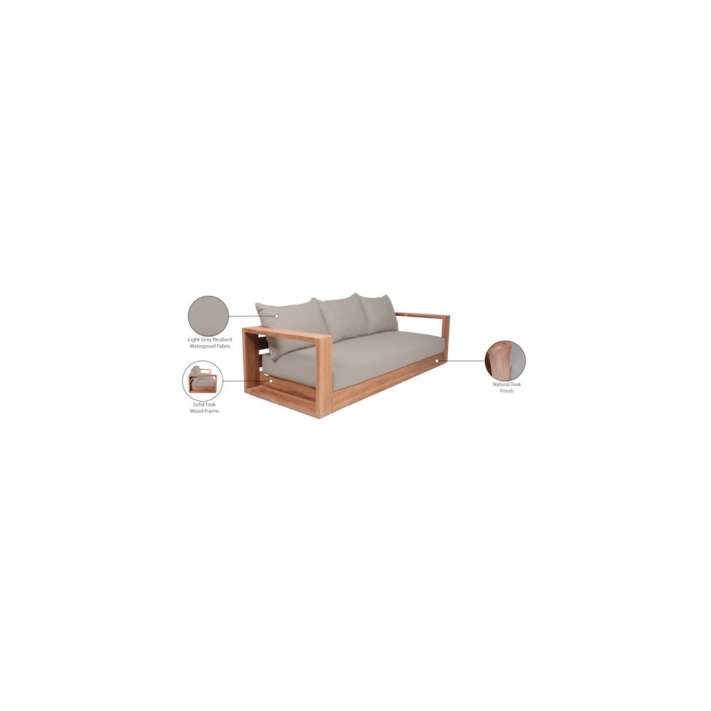 Tulum Grey Water Resistant Fabric Outdoor Sofa. Picture 8