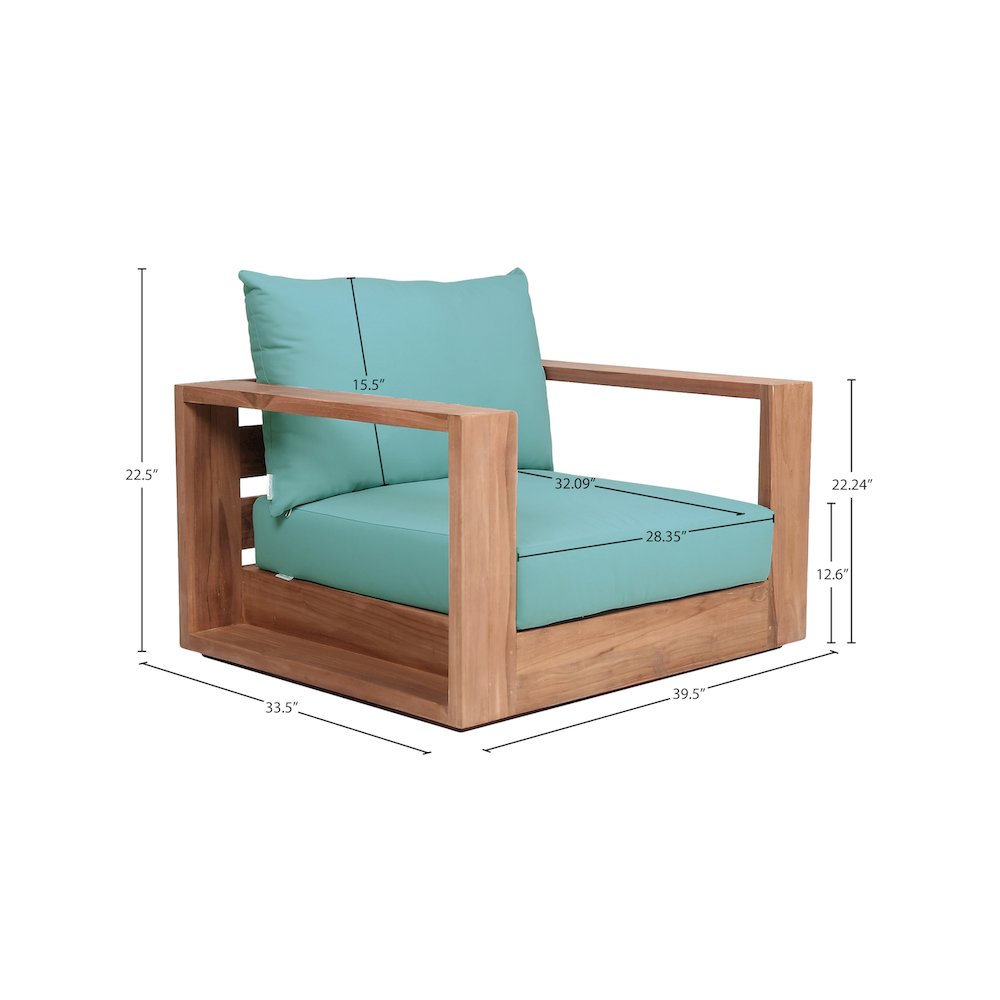 Tulum Blue Water Resistant Fabric Outdoor Chair. Picture 7