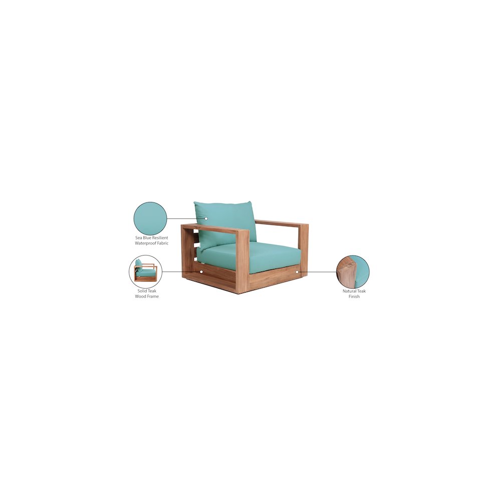 Tulum Blue Water Resistant Fabric Outdoor Chair. Picture 8