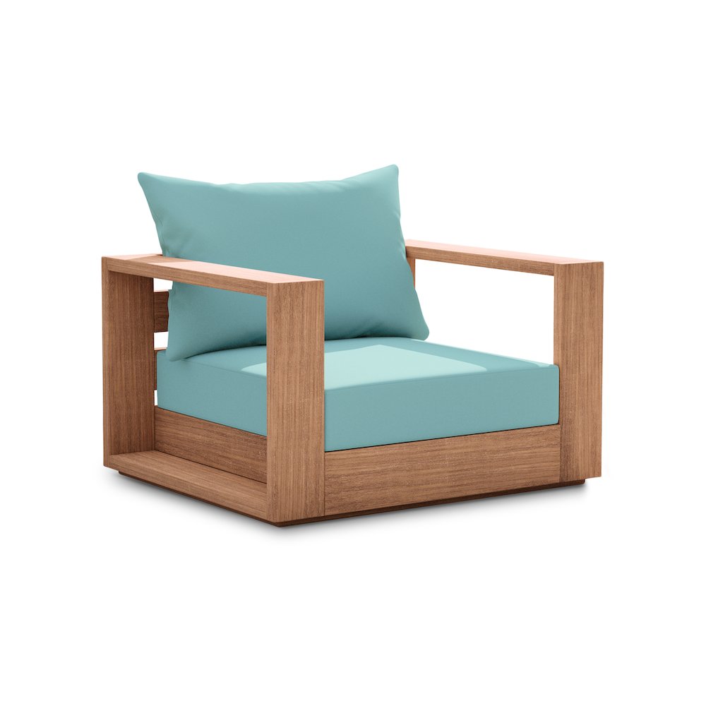 Tulum Blue Water Resistant Fabric Outdoor Chair. Picture 1