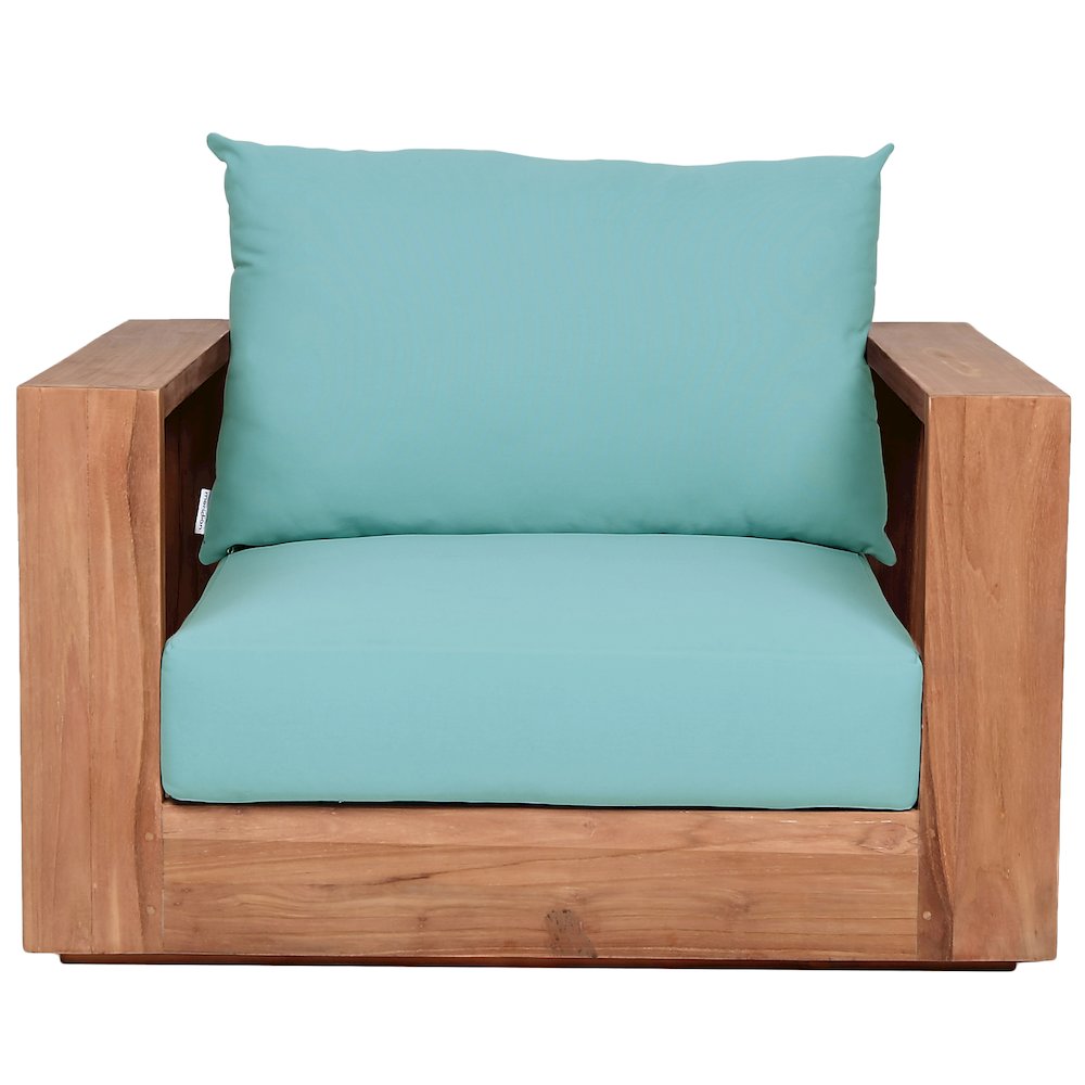 Tulum Blue Water Resistant Fabric Outdoor Chair. Picture 4