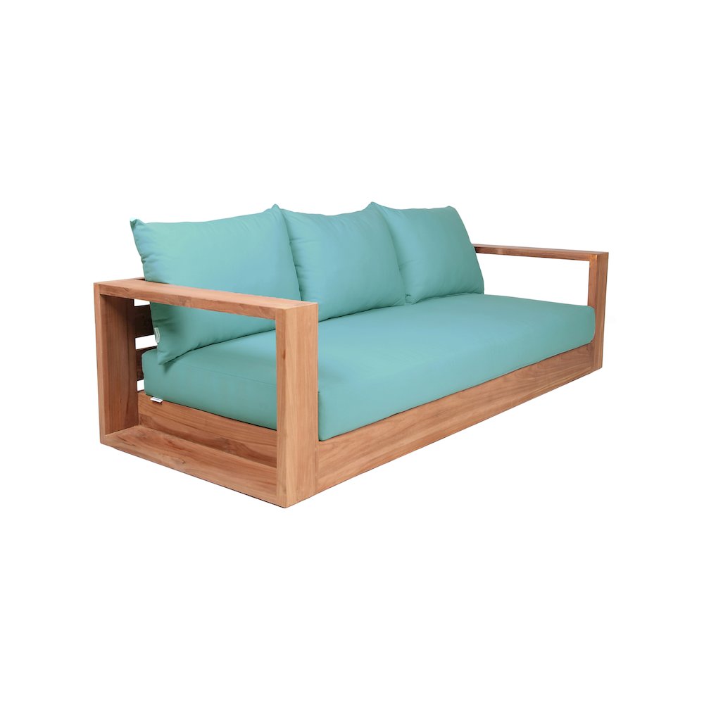 Tulum Blue Water Resistant Fabric Outdoor Sofa. Picture 3