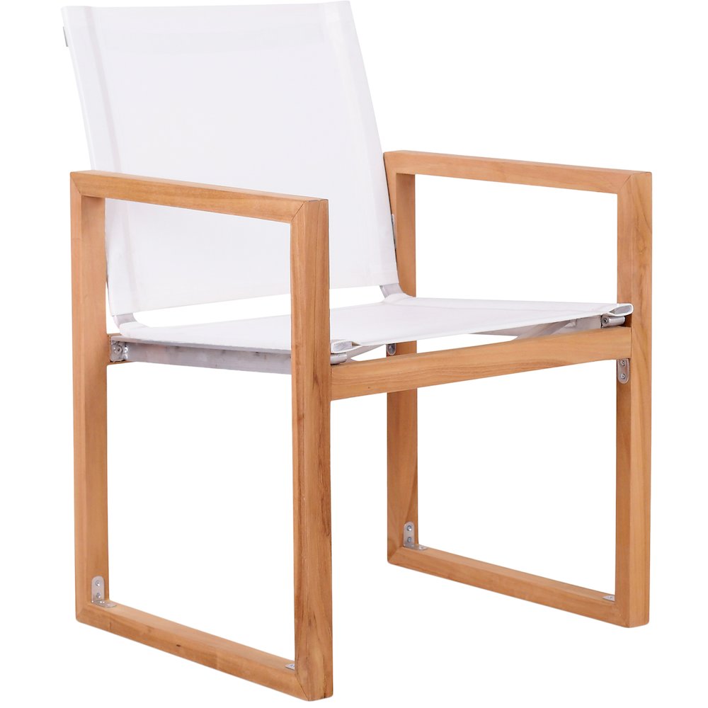 Tulum Off White Water Resistant Fabric Outdoor Patio Dining Arm Chair. Picture 1