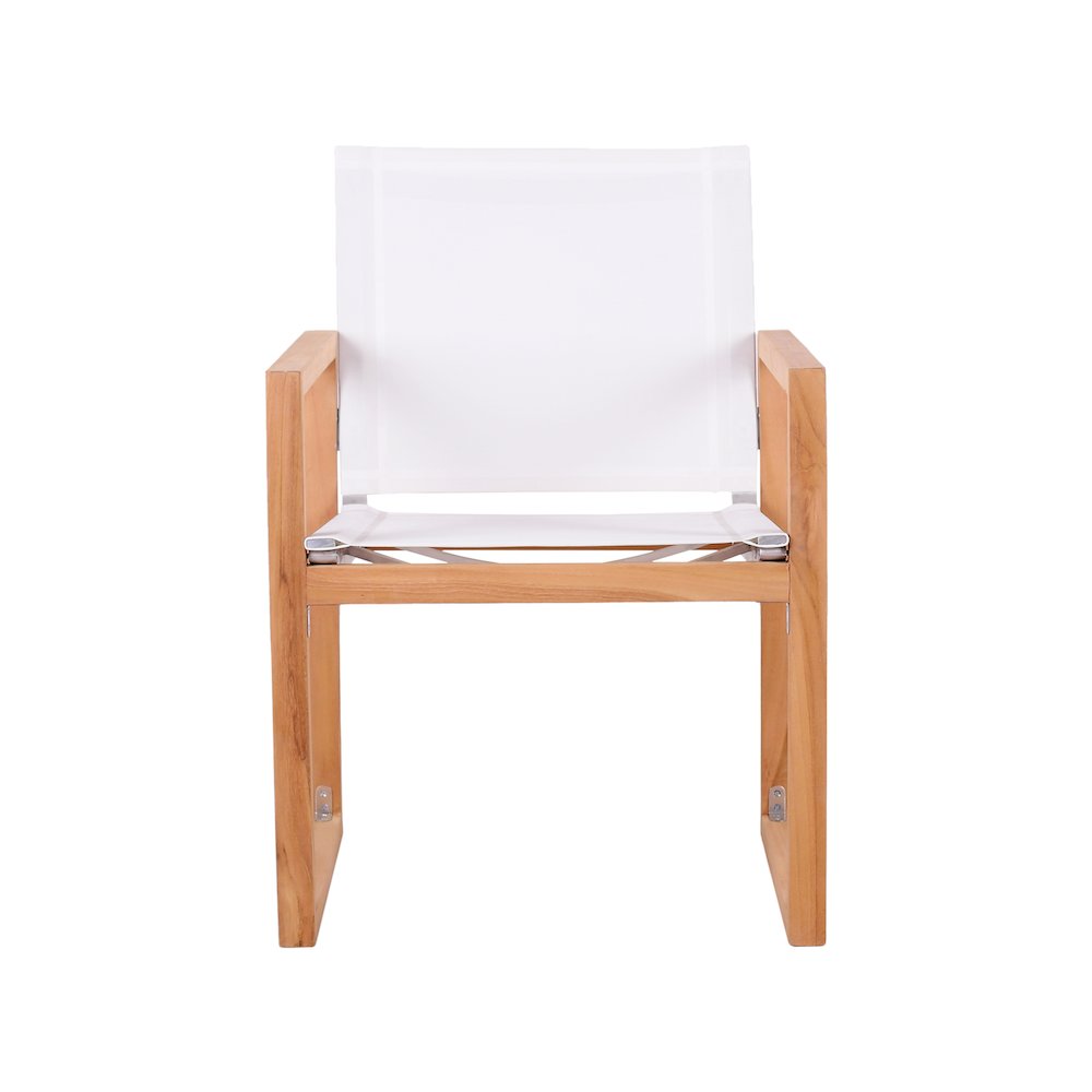 Tulum Off White Water Resistant Fabric Outdoor Patio Dining Arm Chair. Picture 3