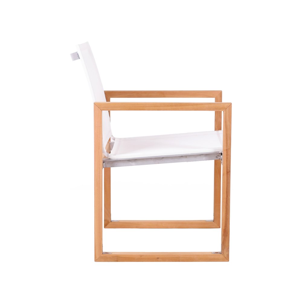 Tulum Off White Water Resistant Fabric Outdoor Patio Dining Arm Chair. Picture 4