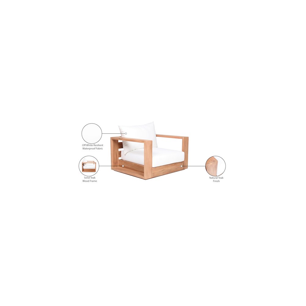 Tulum Off White Water Resistant Fabric Outdoor Chair. Picture 8