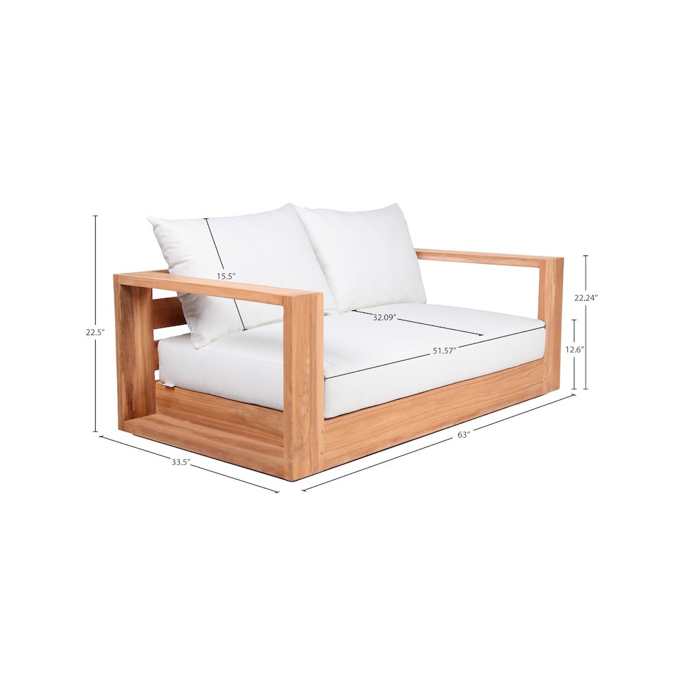 Tulum Off White Water Resistant Fabric Outdoor Loveseat. Picture 6