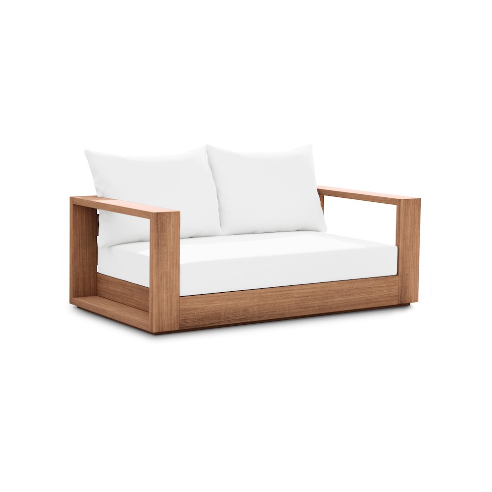 Tulum Off White Water Resistant Fabric Outdoor Loveseat. Picture 1