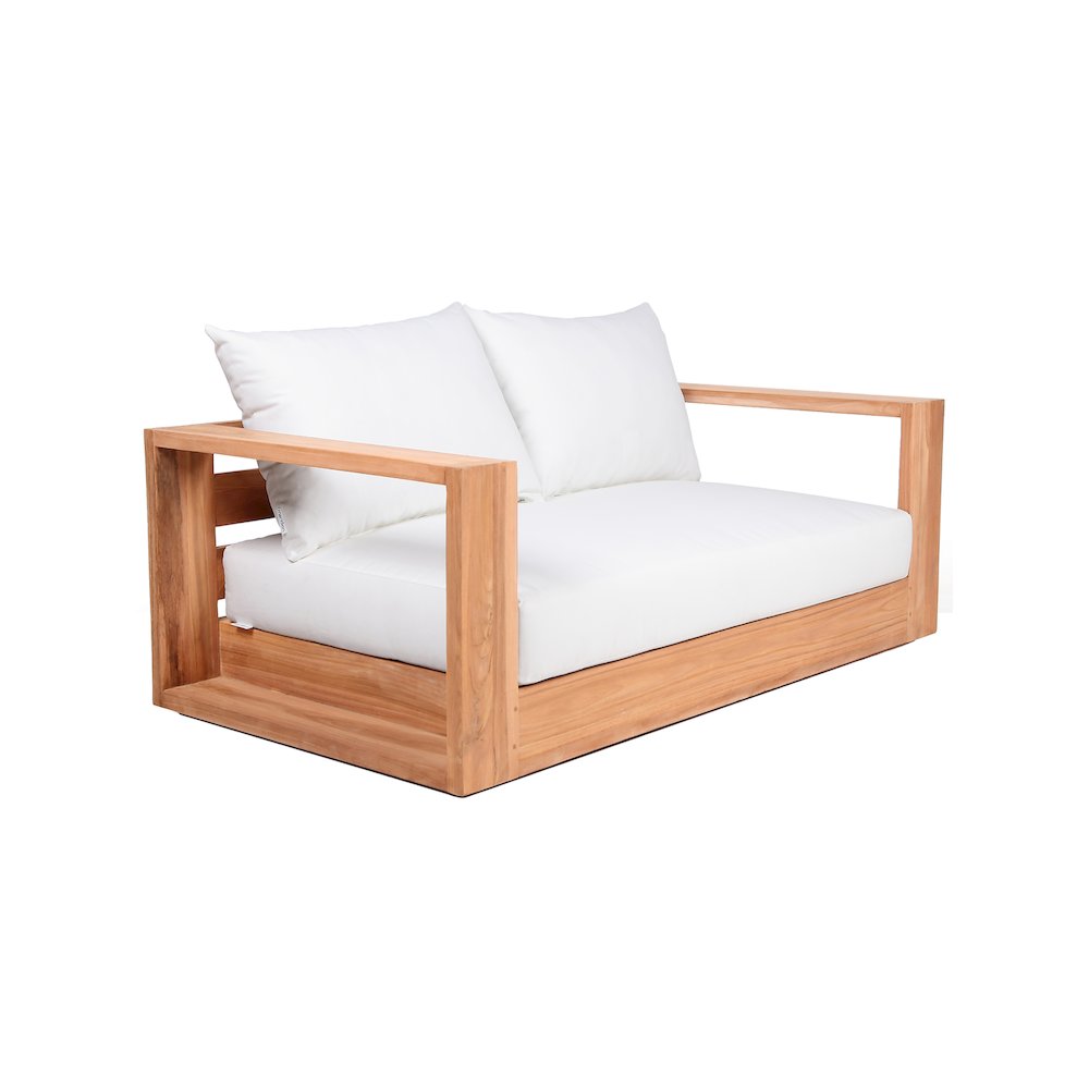 Tulum Off White Water Resistant Fabric Outdoor Loveseat. Picture 3